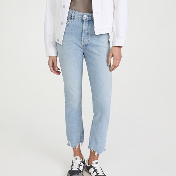 NWT AGOLDE Size 28 Riley High Rise Straight Crop Jeans - Bitter